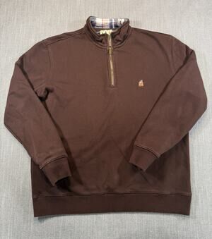 Kiel James Patrick Cozy Cabin Quarter Zip Sweatshirt Brown Mens Medium Cotton